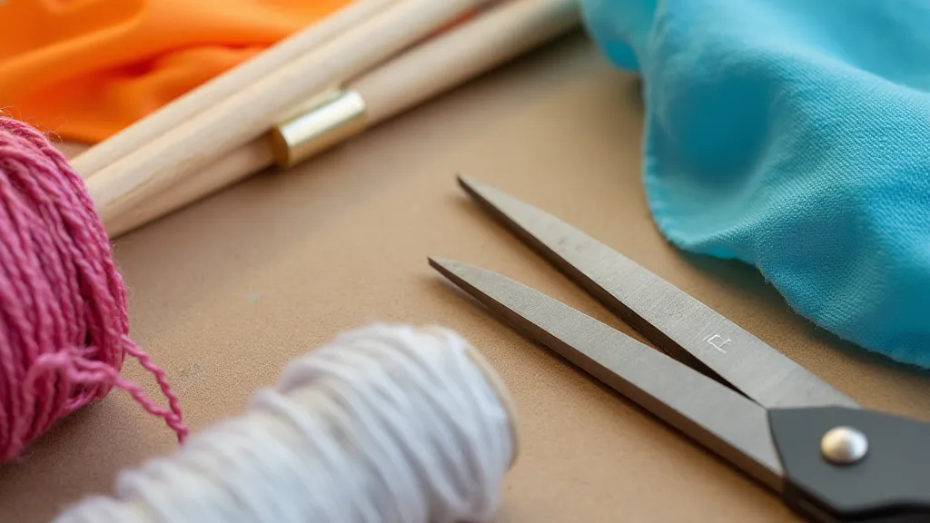Kite making materials laid out on a table