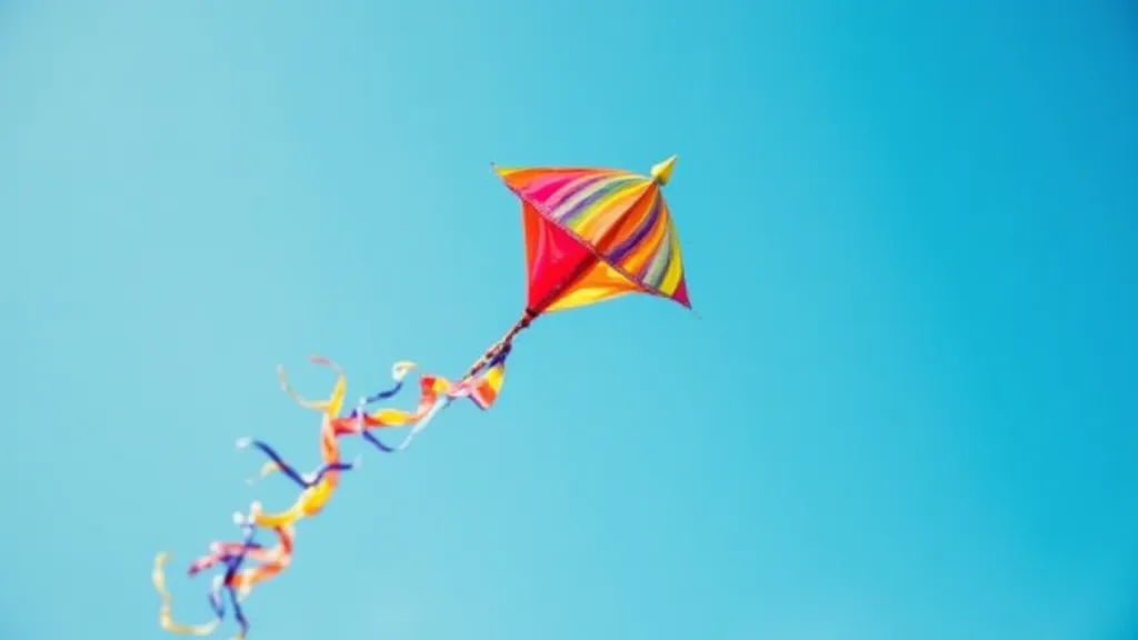 A spinning kite against a blue sky.