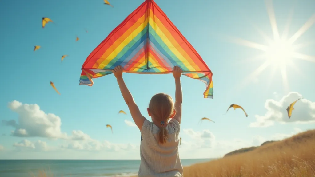 Child holding a sled kite
